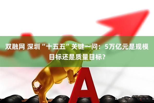 双融网 深圳“十五五”关键一问：5万亿元是规模目标还是质量目标？